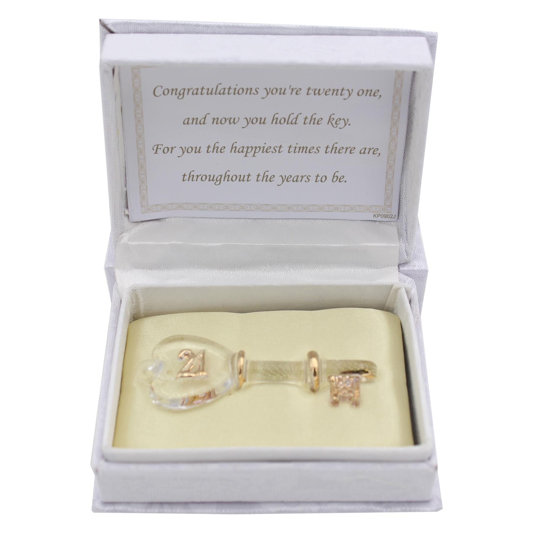 Glass Birthday Key with Gold Embellishment - Choose Design 