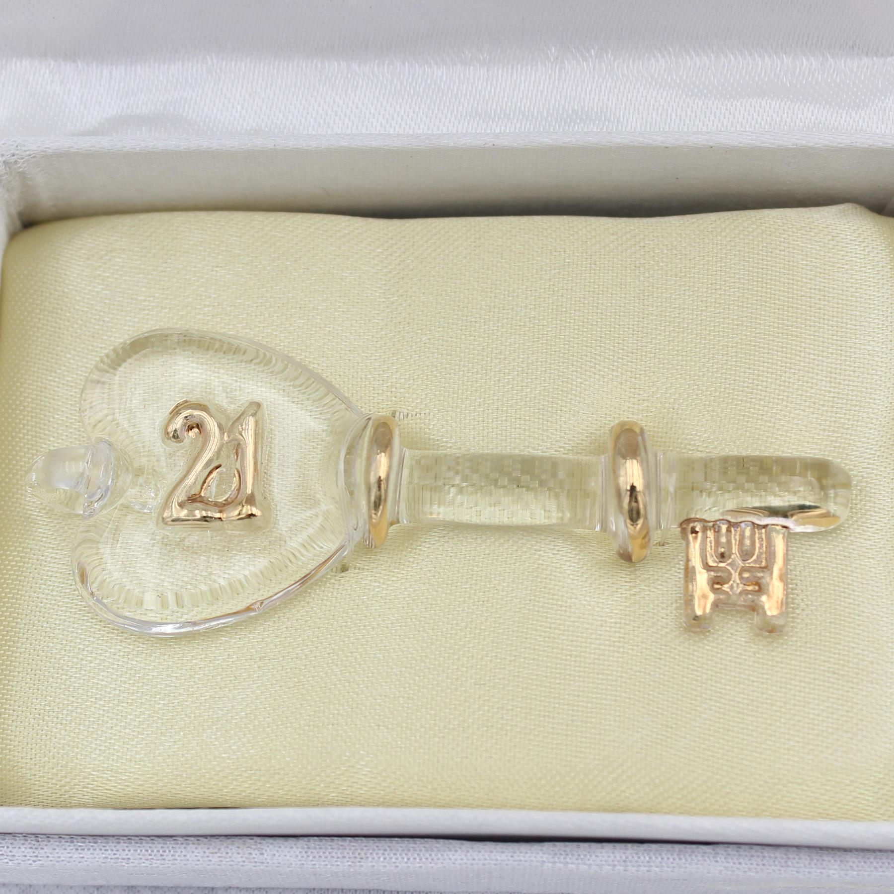 Glass Birthday Key with Gold Embellishment - Choose Design - Picture 6 of 7