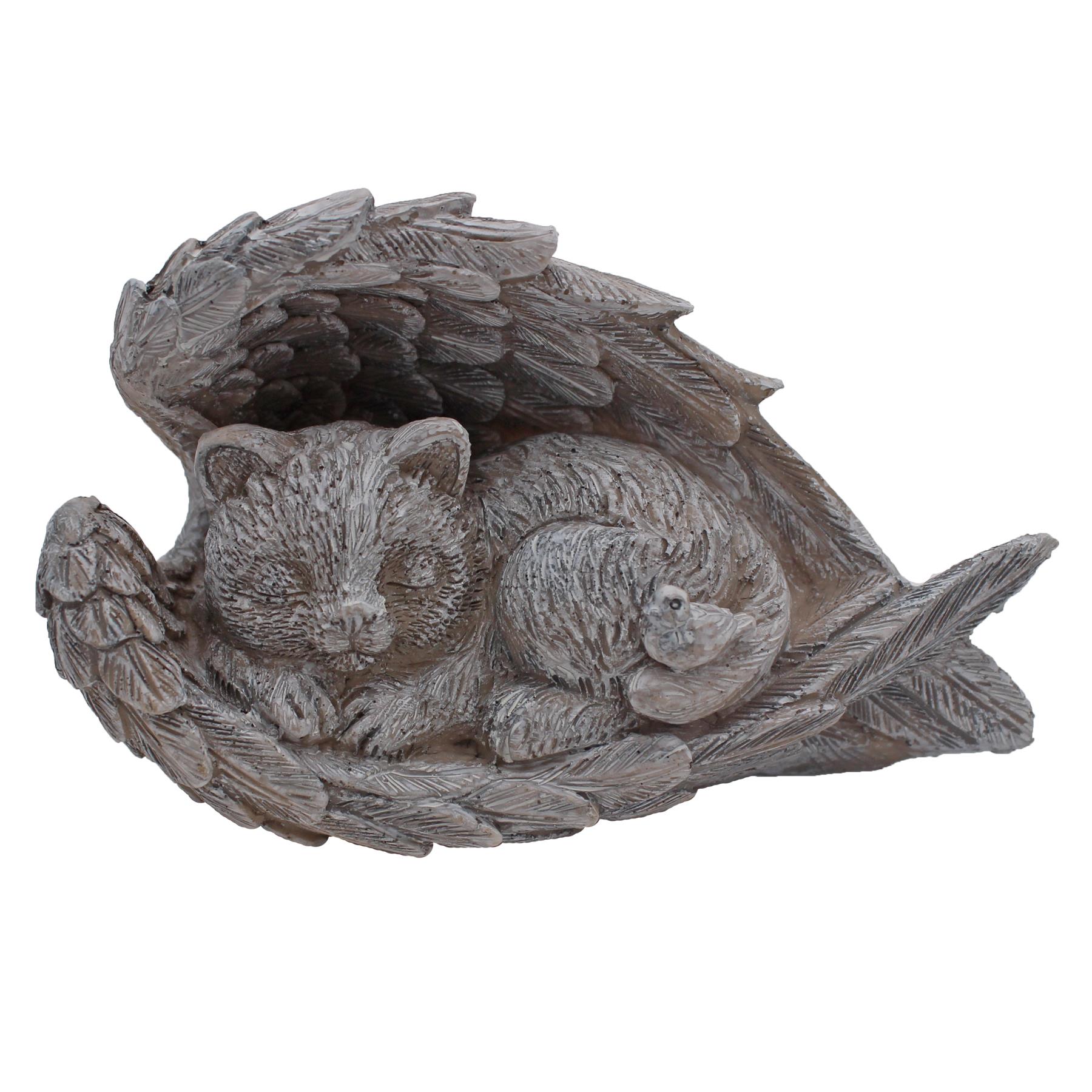 Denkmal Haustier Statue 10cm x 15cm Garten Deko Engelsflügel Design Katze oder Hund - Bild 2 von 7
