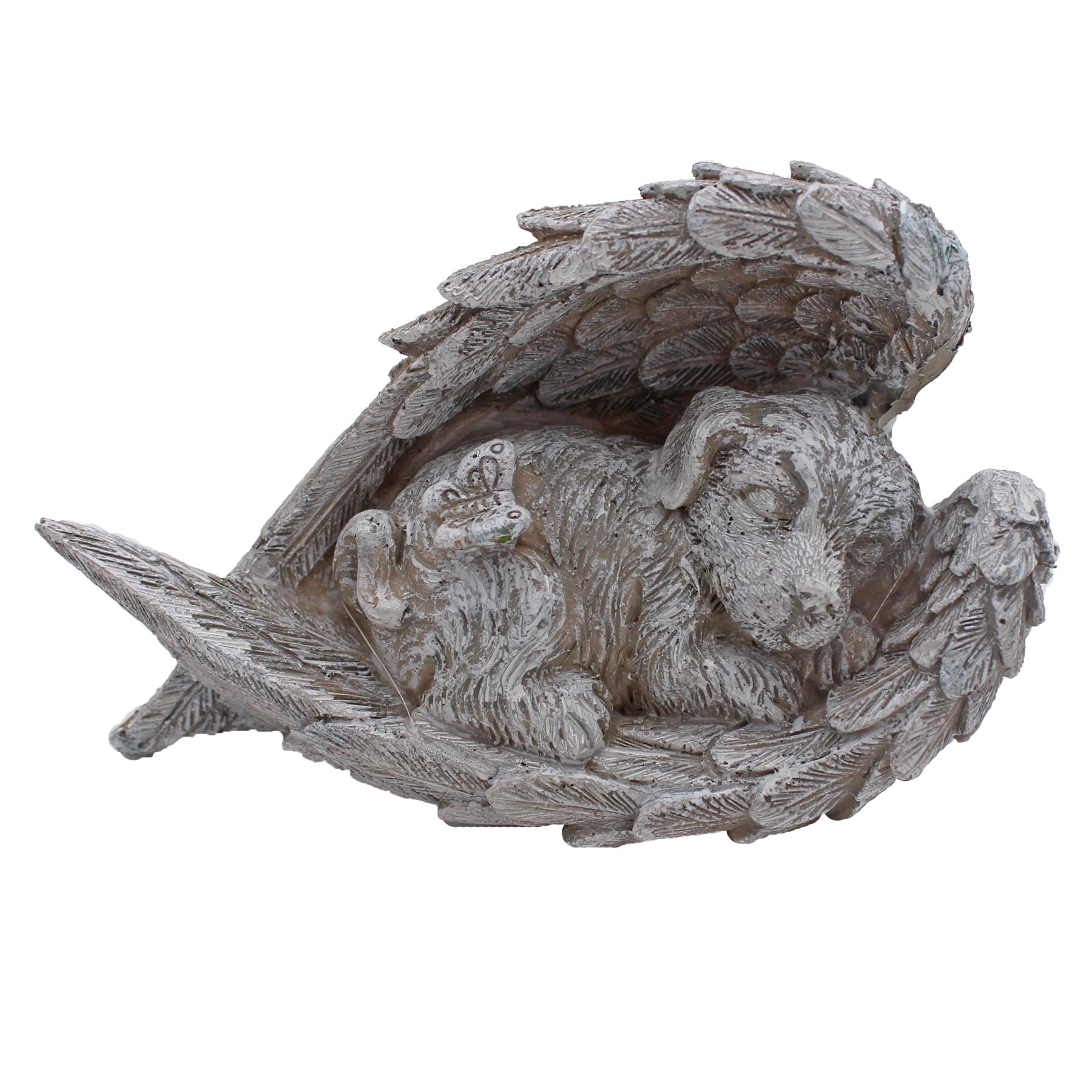 Denkmal Haustier Statue 10cm x 15cm Garten Deko Engelsflügel Design Katze oder Hund - Bild 5 von 7