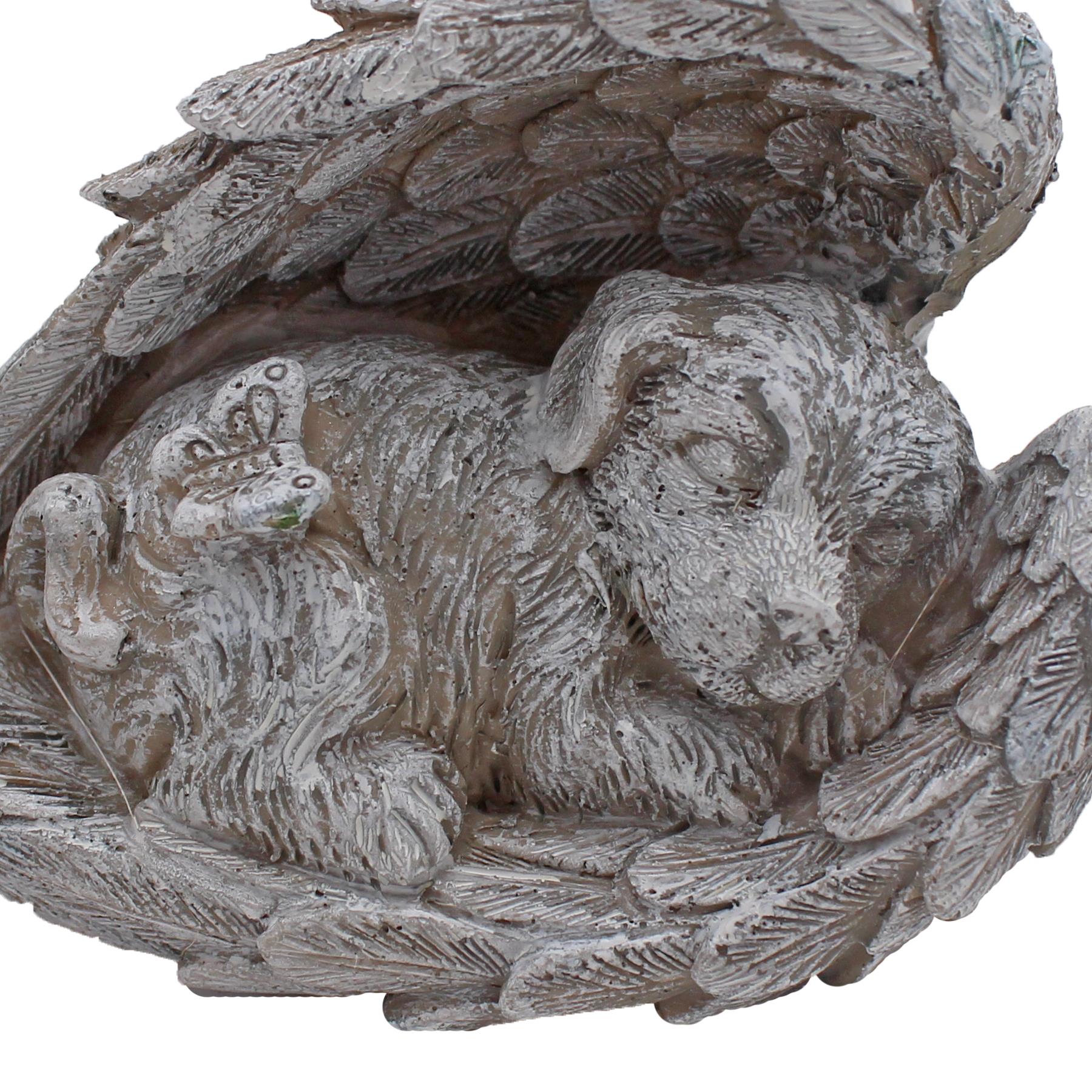 Denkmal Haustier Statue 10cm x 15cm Garten Deko Engelsflügel Design Katze oder Hund - Bild 7 von 7