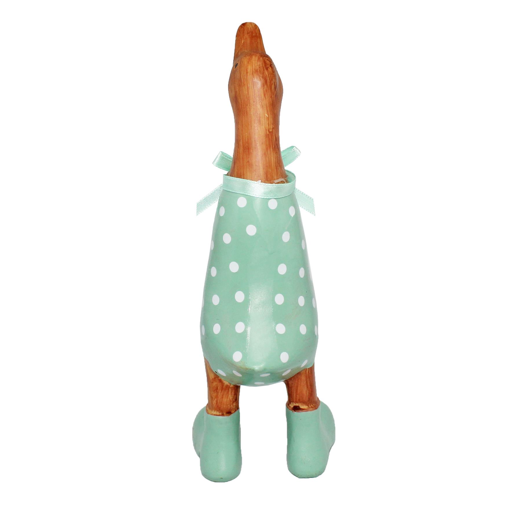 Polka Dot Duck Ornament 20cm Figurine in Wellies Wood Effect - Choose Colour - Picture 3 of 8