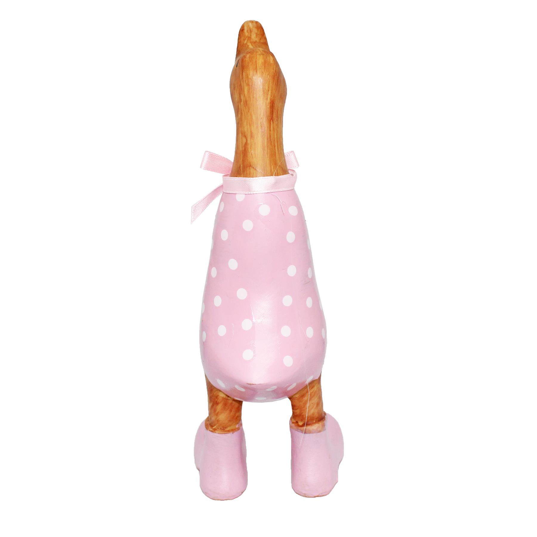 Polka Dot Duck Ornament 20cm Figurine in Wellies Wood Effect - Choose Colour - Picture 5 of 8