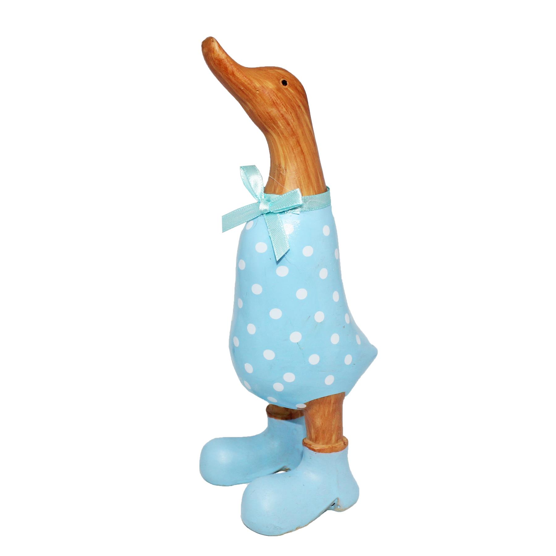 Polka Dot Duck Ornament 20cm Figurine in Wellies Wood Effect - Choose Colour - Picture 6 of 8