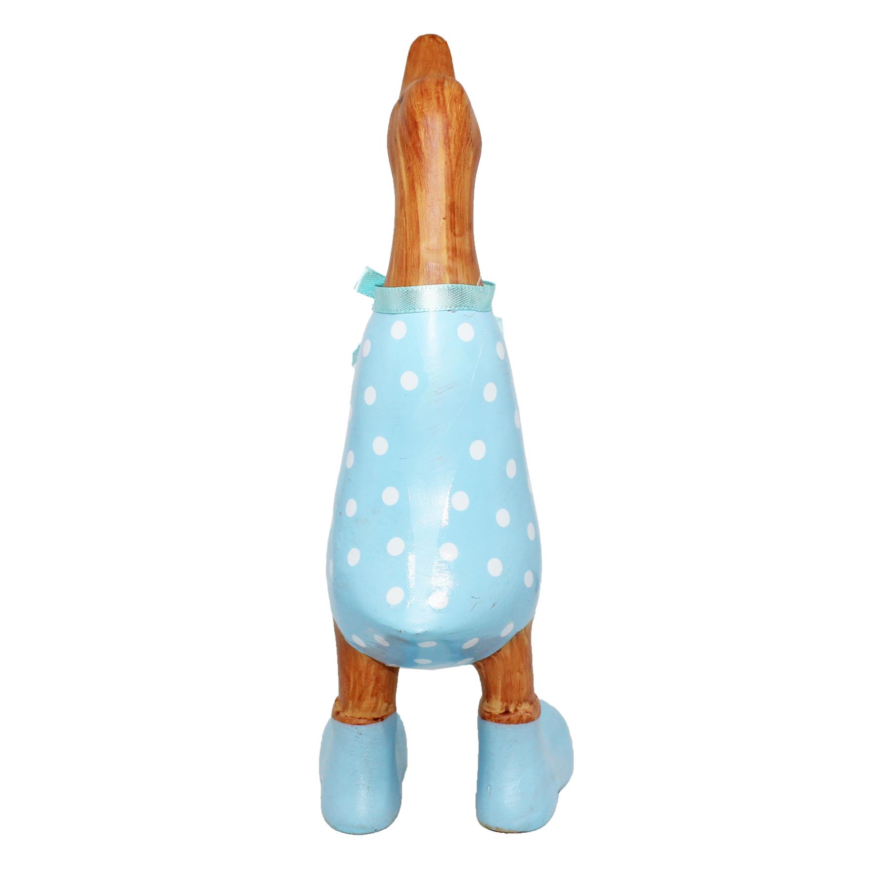 Polka Dot Duck Ornament 20cm Figurine in Wellies Wood Effect - Choose Colour - Picture 7 of 8