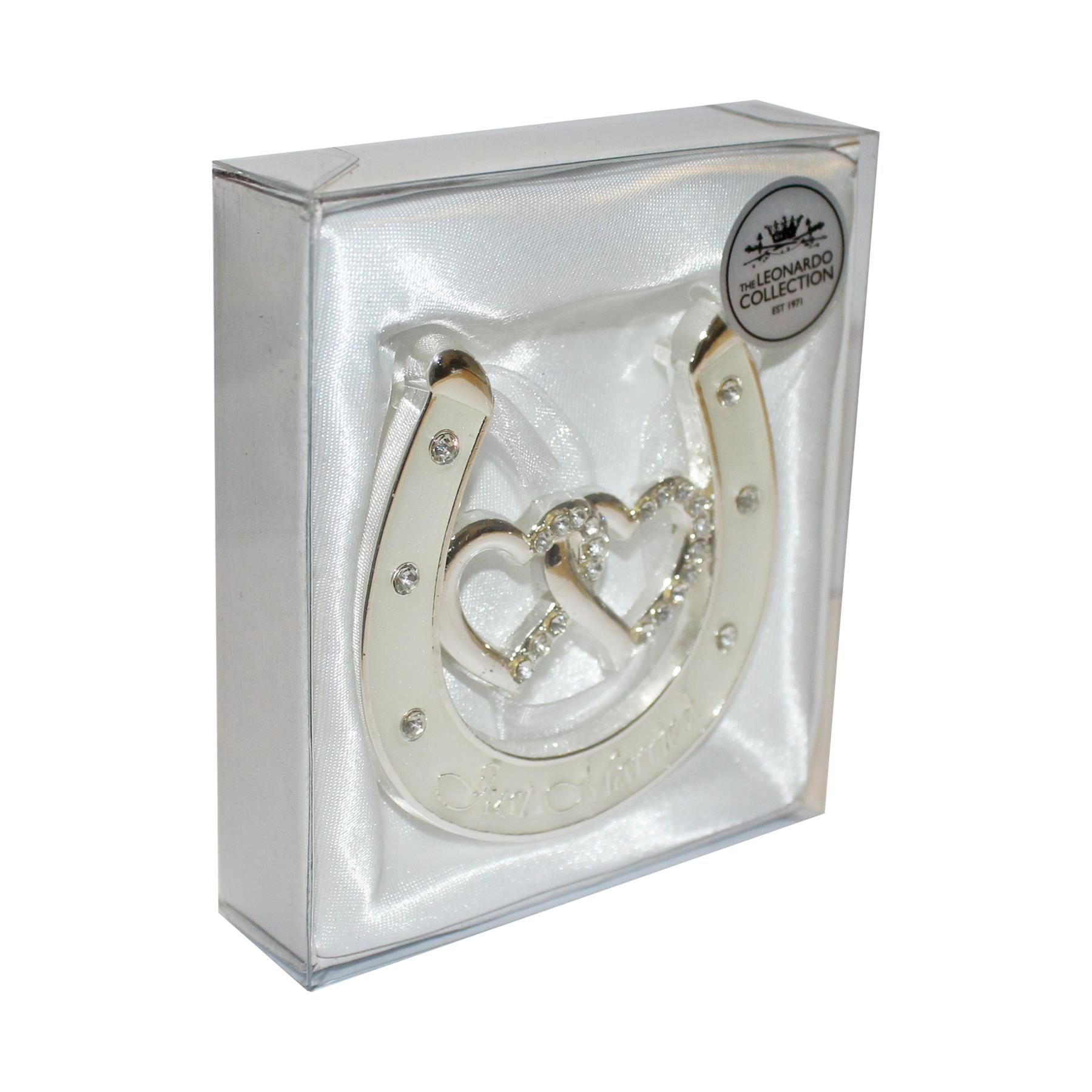 Wedding Silver / White Double Heart Horseshoe with Diamantes - Choose Design - Picture 10 of 10