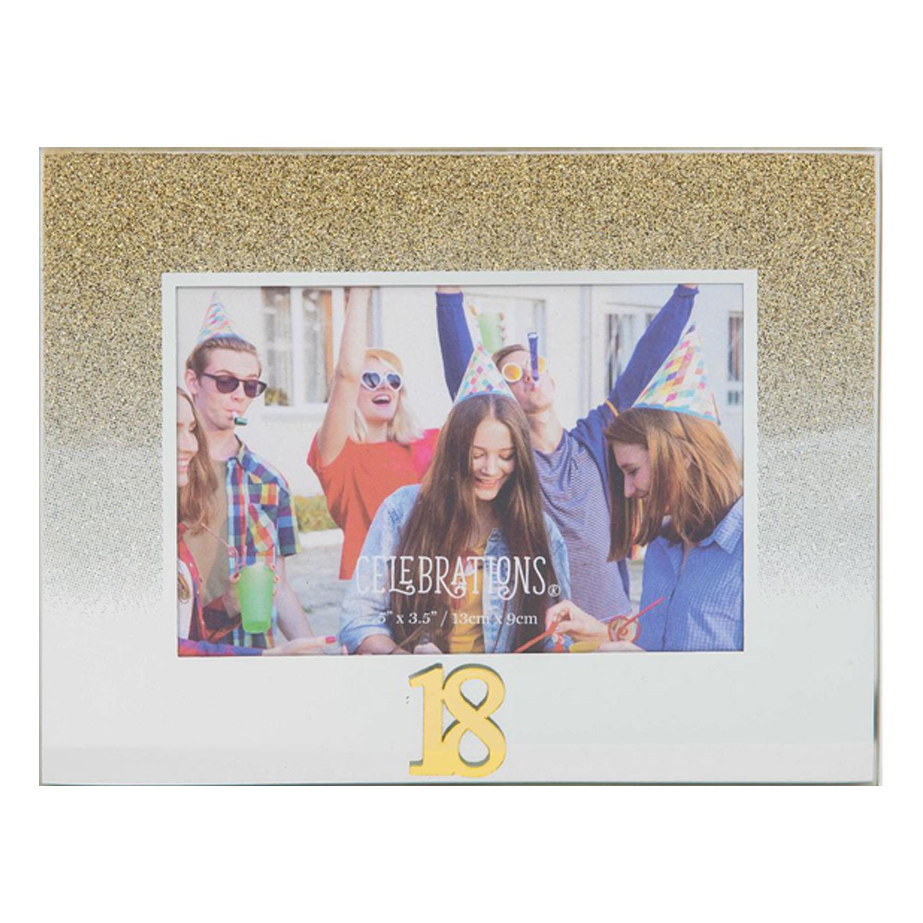 Glass 5″x3.5″ Photo Frame with Glitter and Mirror Numbers – Choose Design
