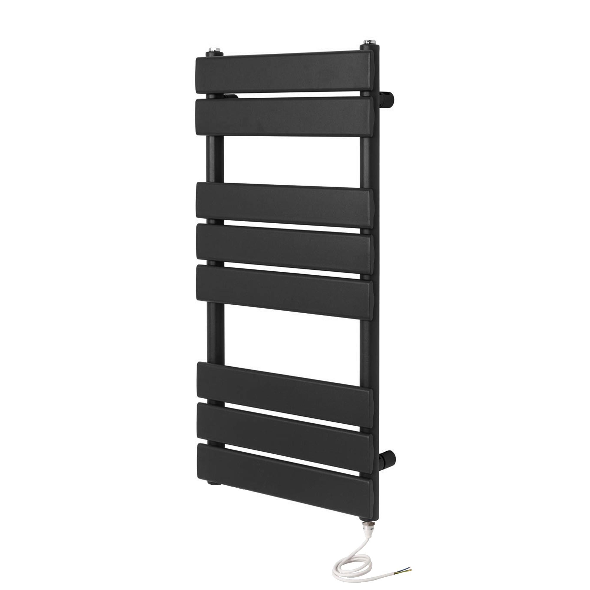 Electric Richmond Flat Tube Heated Towel Rail Black/Brushed Brass/Chrome