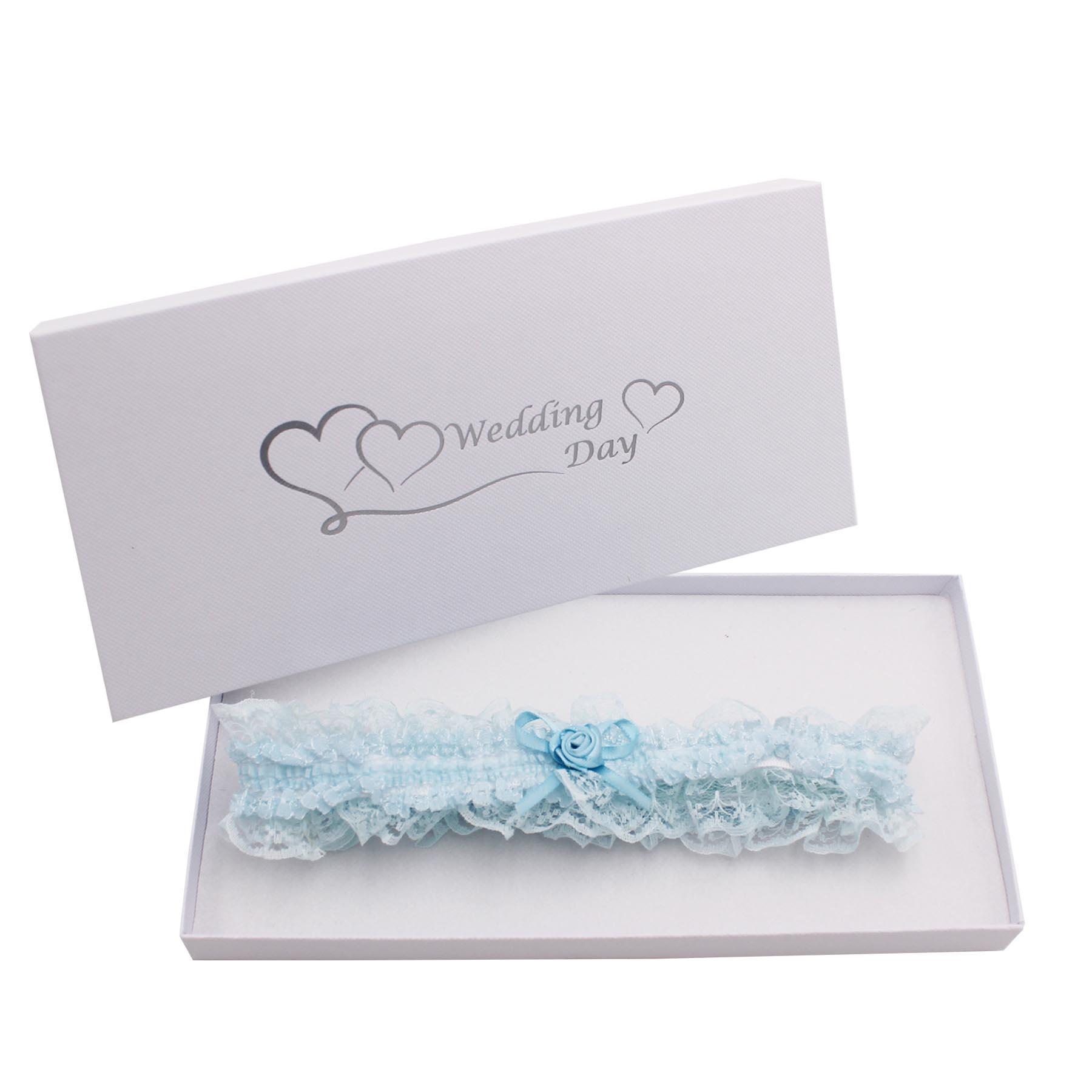 Boxed Wedding Day Garter with Satin and Lace - Choose Design - Picture 14 of 31
