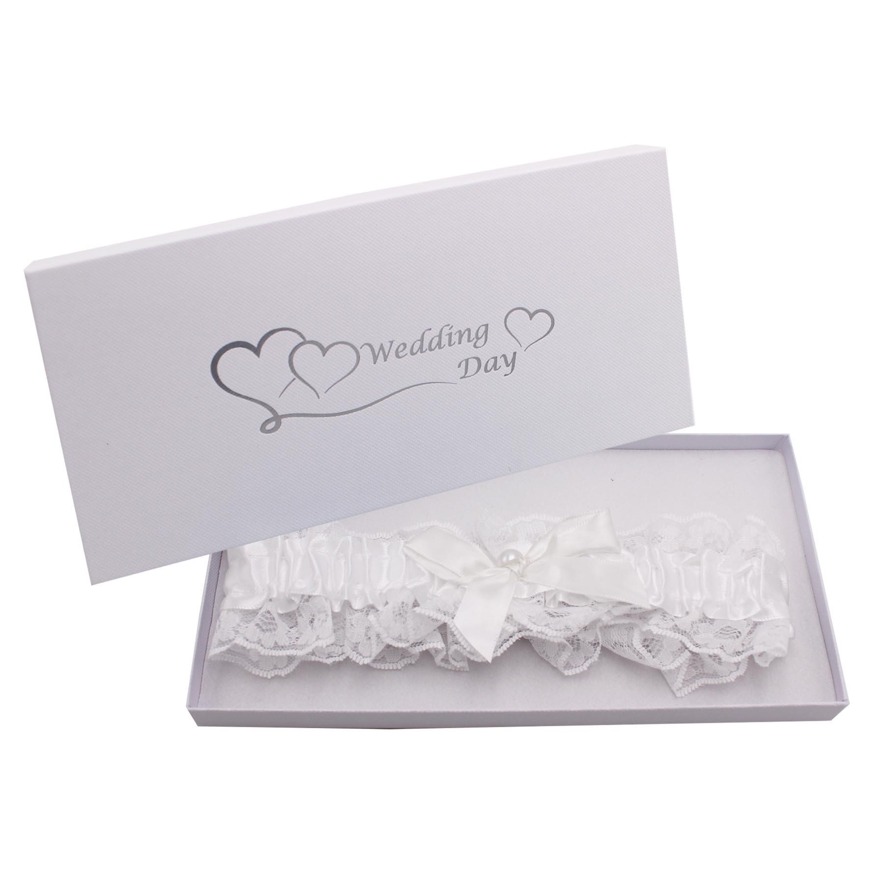 Boxed Wedding Day Garter with Satin and Lace - Choose Design - Picture 20 of 31
