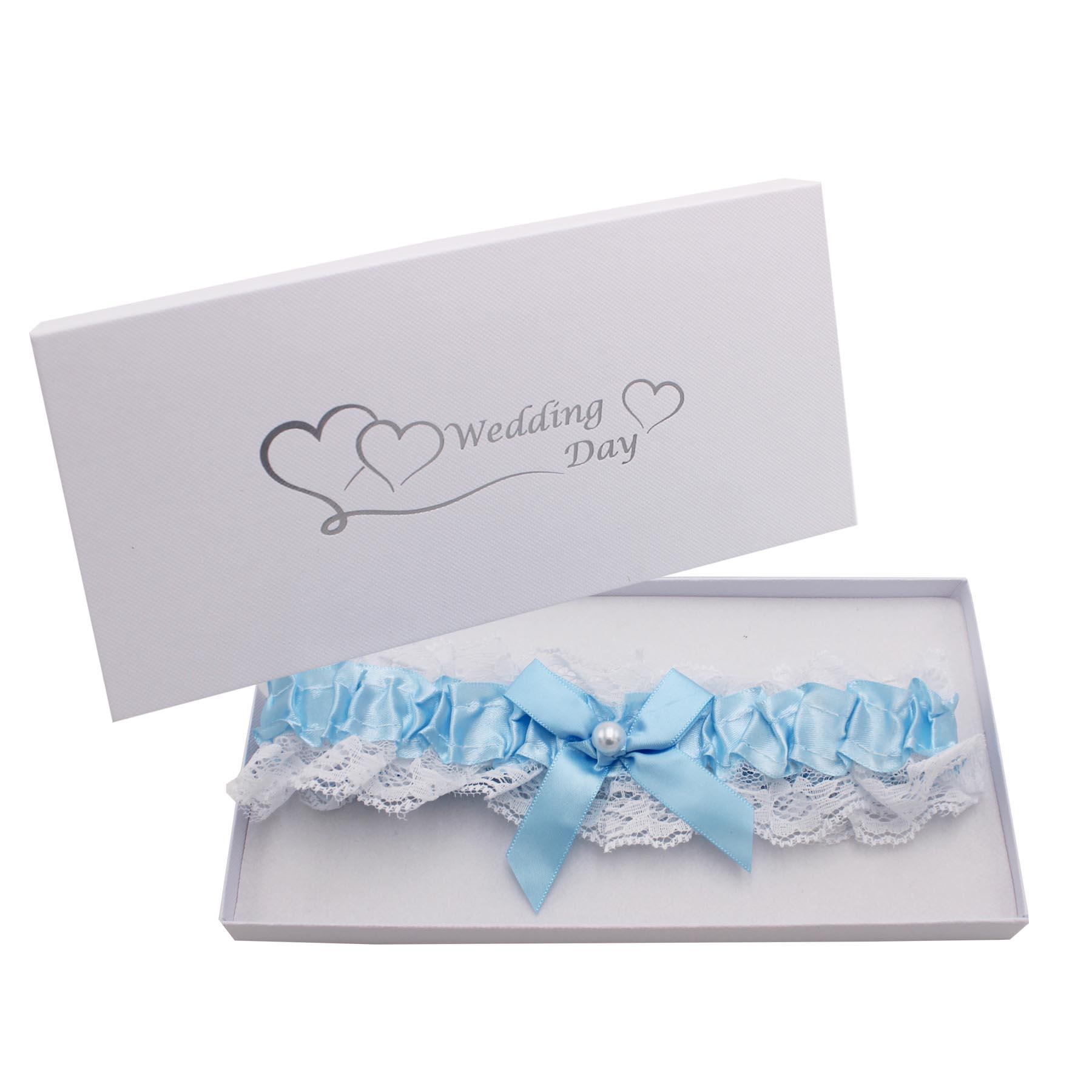 Boxed Wedding Day Garter with Satin and Lace - Choose Design - Picture 26 of 31