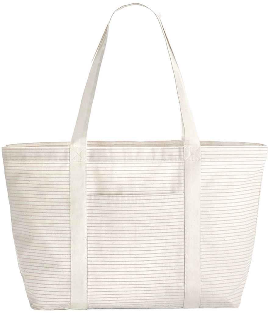 Westford Mill Beige Striped Organic Cotton Shopper Shopping Bag