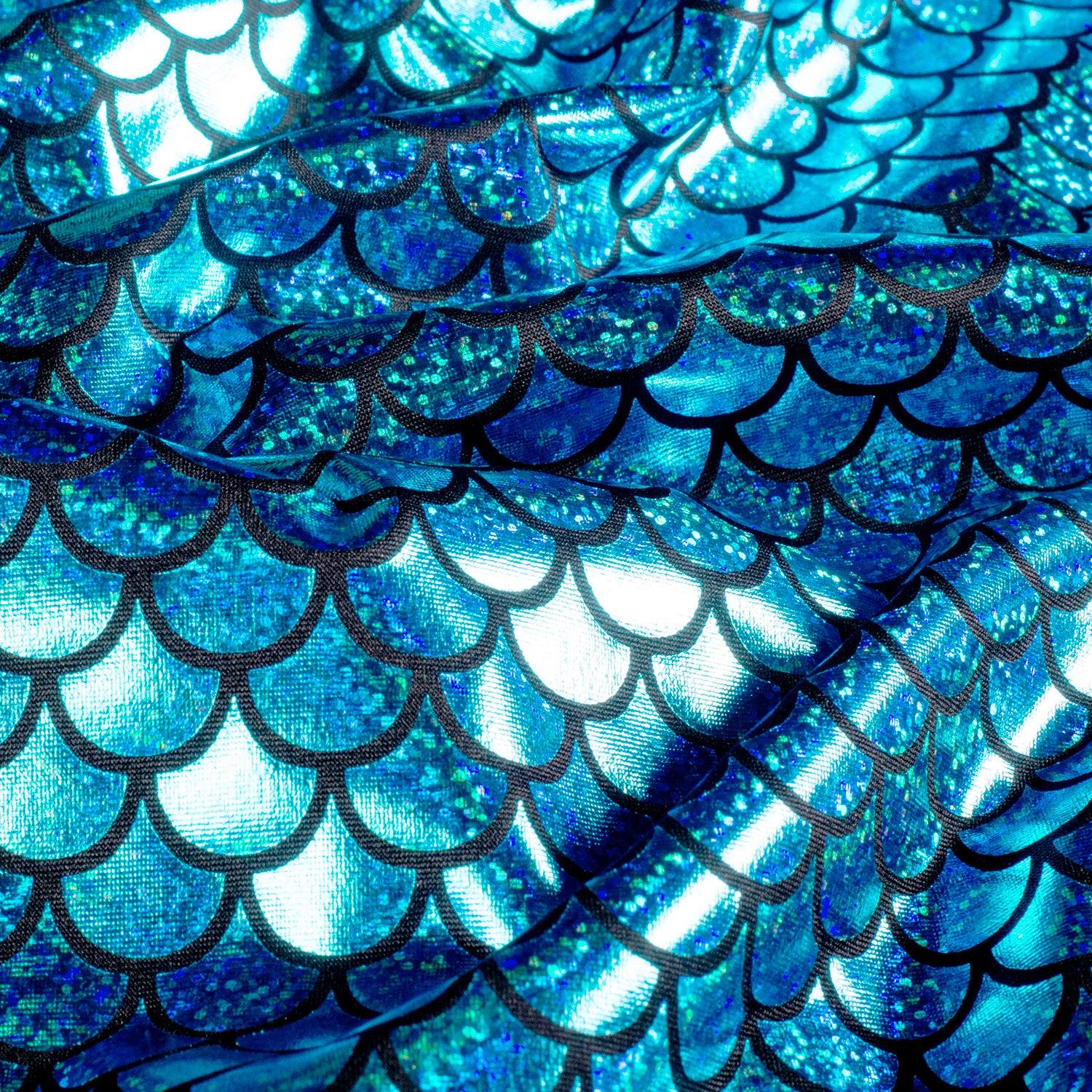 Spandex Dance Lame Foil Scales Fabric Material - Picture 5 of 34