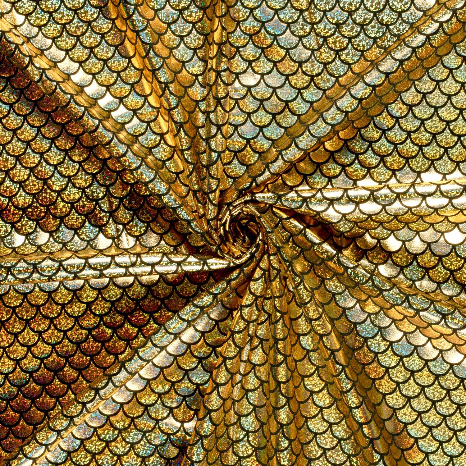 Spandex Dance Lame Foil Scales Fabric Material - Picture 20 of 34