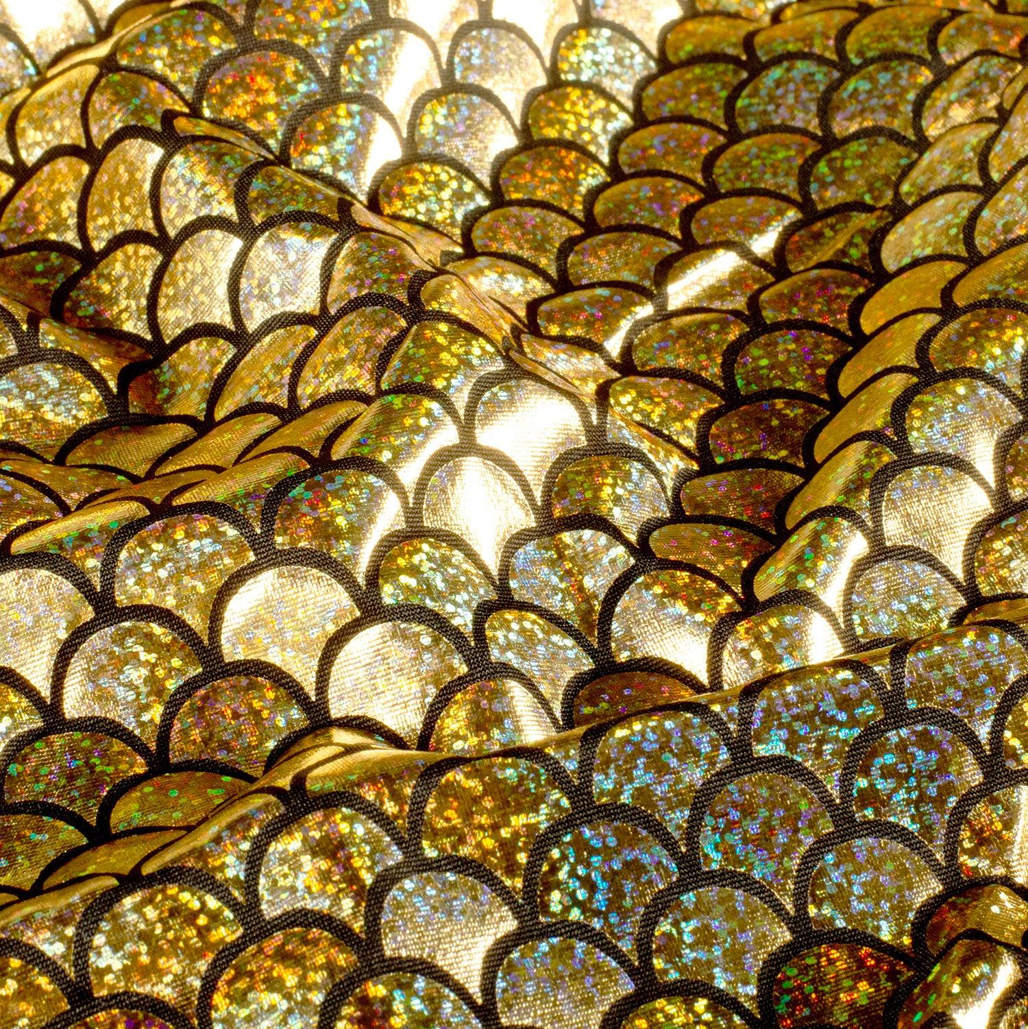 Spandex Dance Lame Foil Scales Fabric Material - Picture 23 of 34