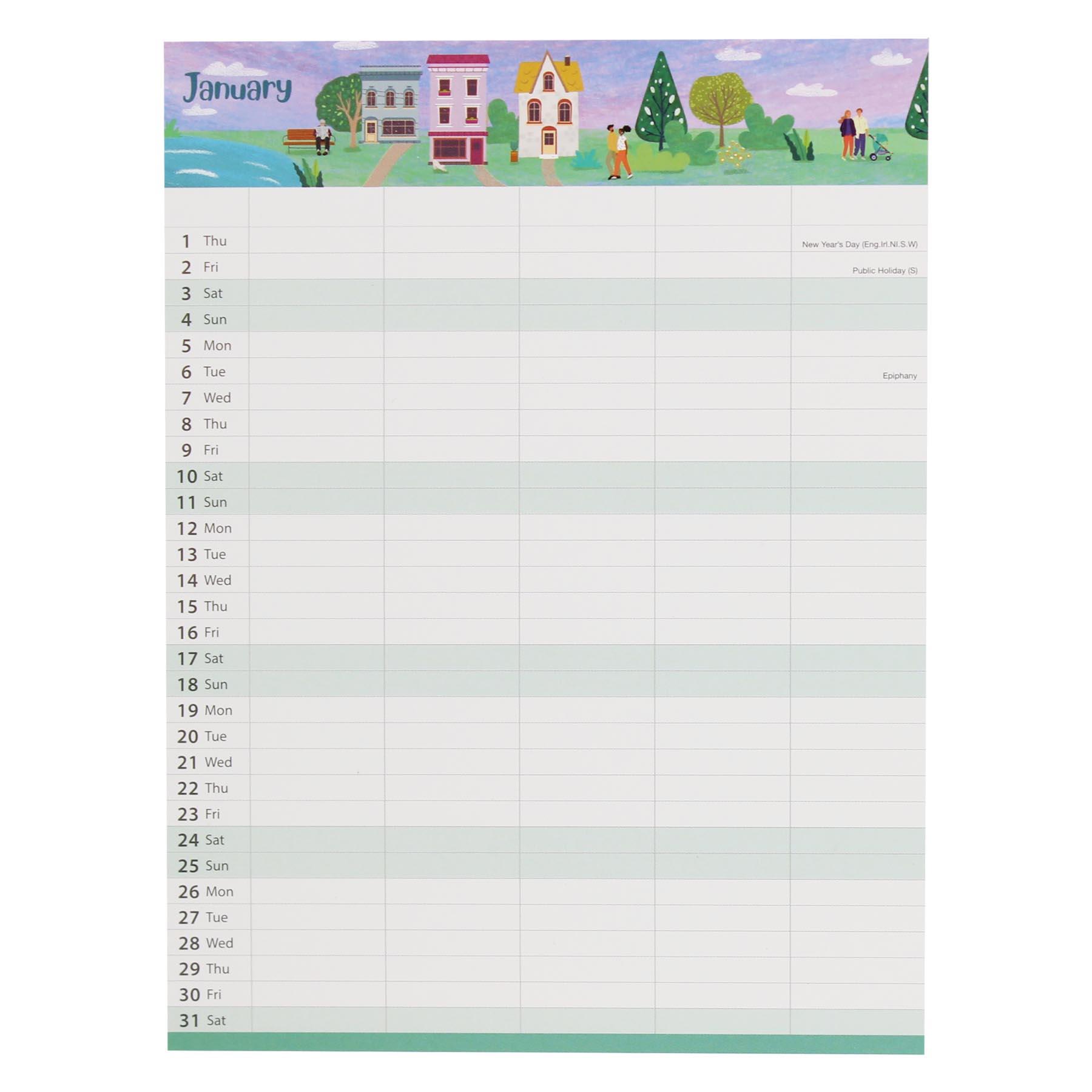 2026 Family Calendar 5 Column Organiser with Shopping List and Note Pad - Picture 7 of 17