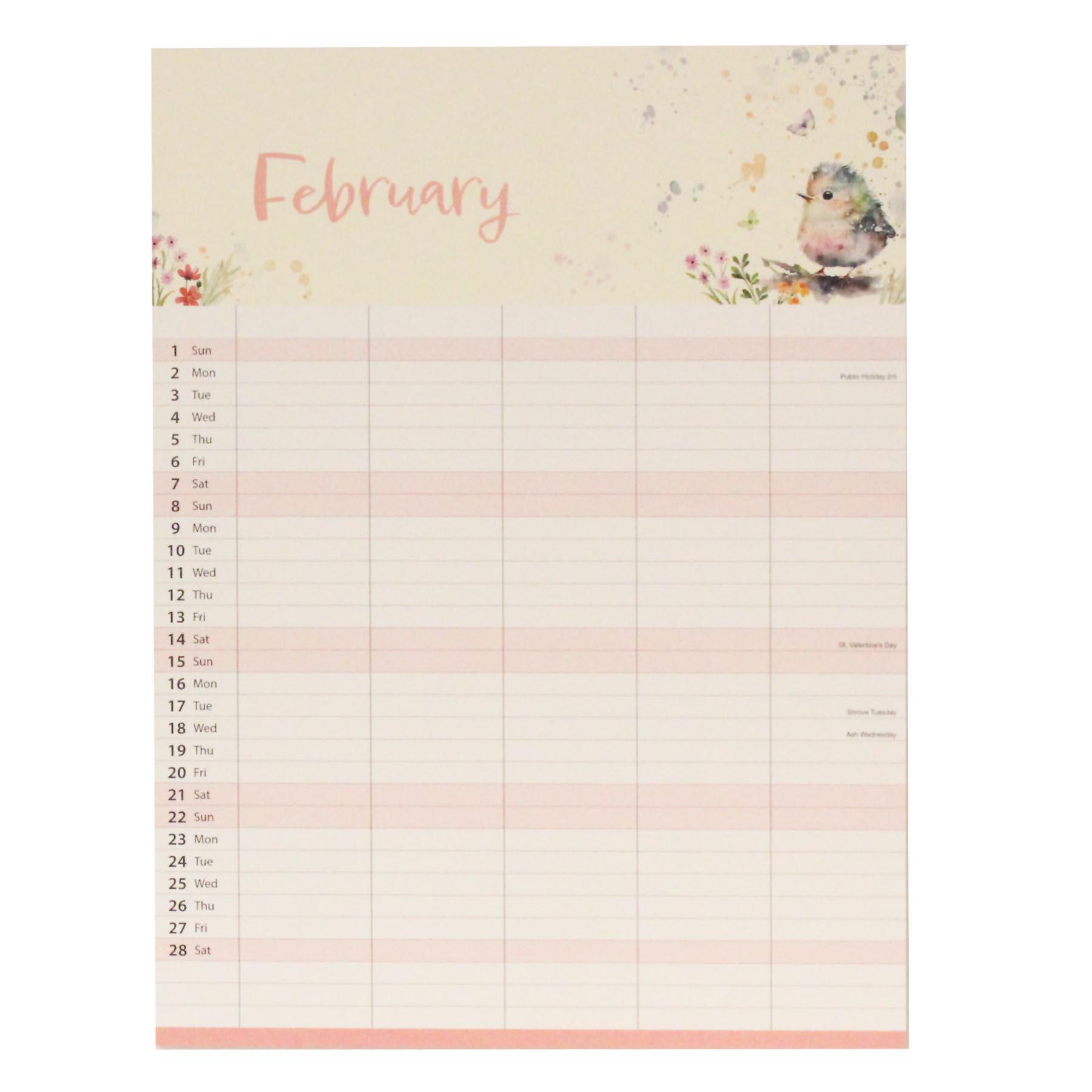 2026 Family Calendar 5 Column Organiser with Shopping List and Note Pad - Picture 12 of 17