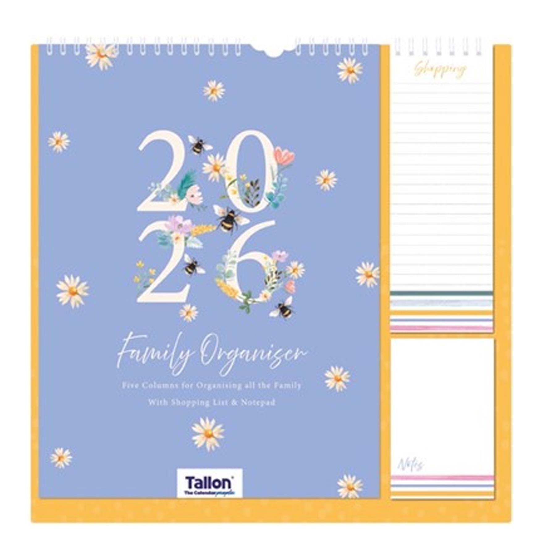 2026 Family Calendar 5 Column Organiser with Shopping List and Note Pad - Picture 14 of 17