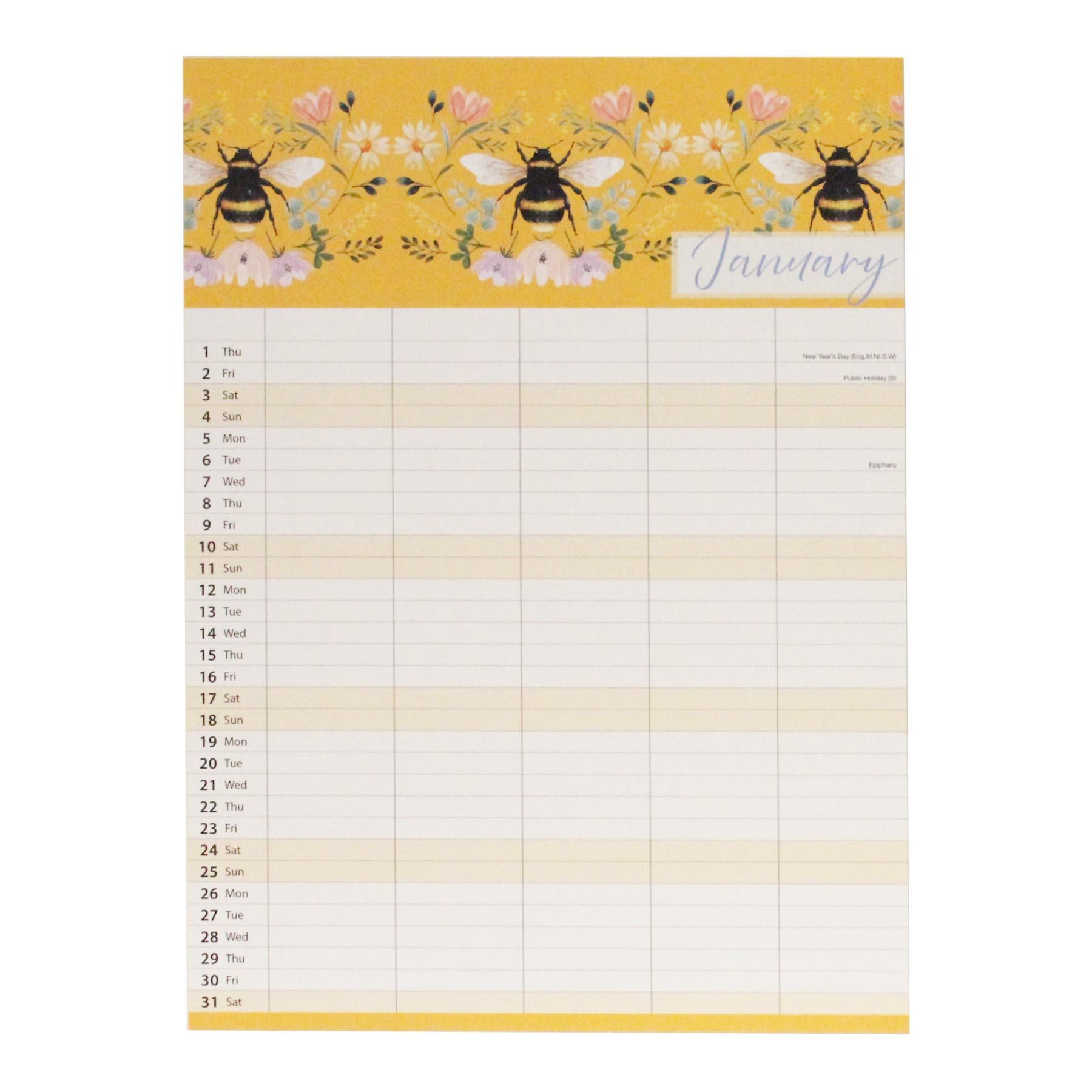 2026 Family Calendar 5 Column Organiser with Shopping List and Note Pad - Picture 15 of 17