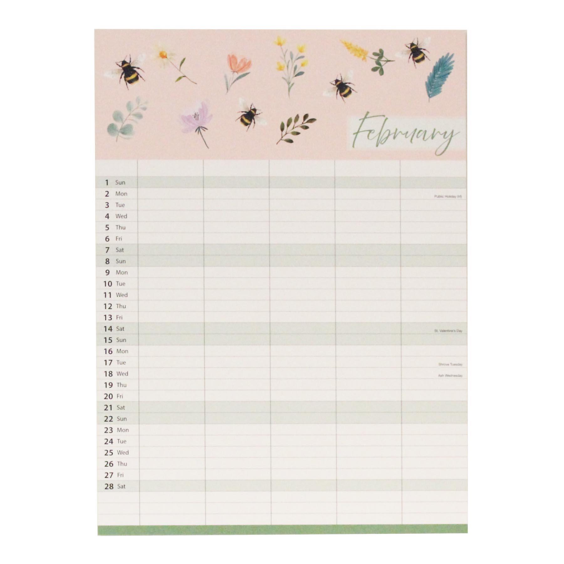 2026 Family Calendar 5 Column Organiser with Shopping List and Note Pad - Picture 16 of 17
