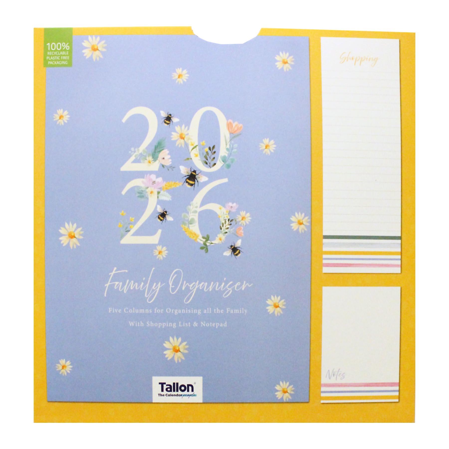 2026 Family Calendar 5 Column Organiser with Shopping List and Note Pad - Picture 17 of 17