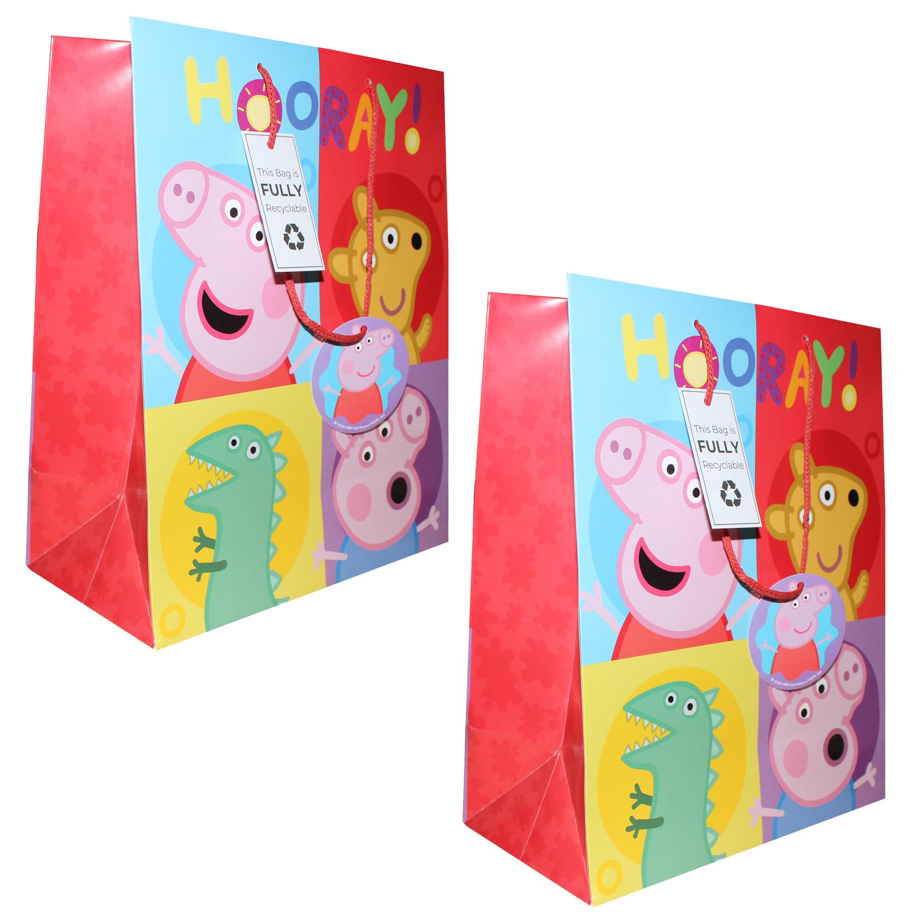 Peppa Pig Gift Bag With Tag 33cm x 25.5cm - Choose Quantity - Picture 5 of 10