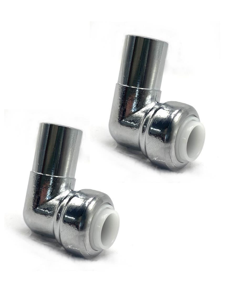 Radiator & Towel Rail Angled Valve Pipe Reducer 90 Degree (Pair) 1/2" Push Fit