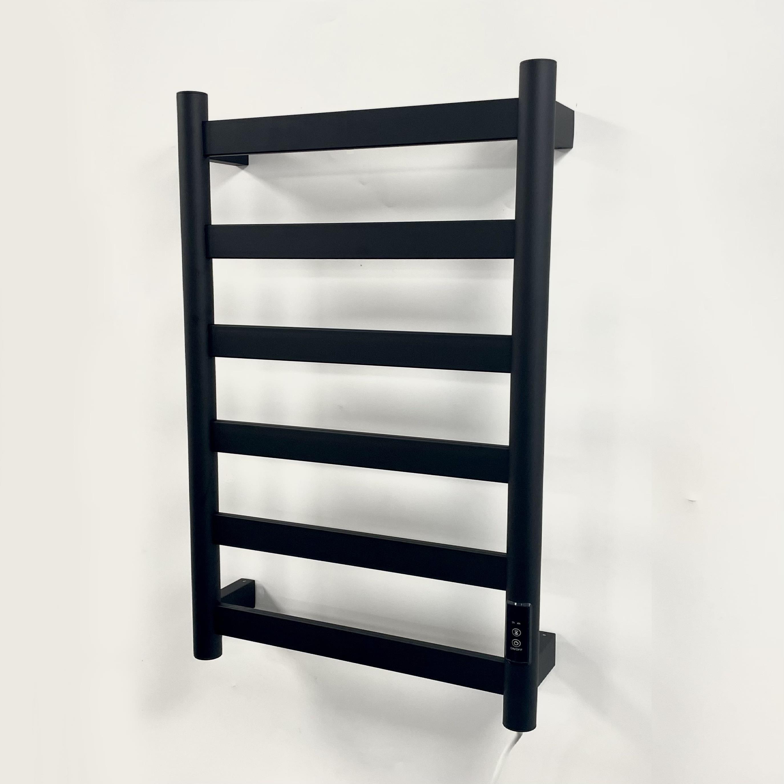 FALA 700mm Black Electric Towel Rail – Stainless Steel Dry Heated Towel Warmer