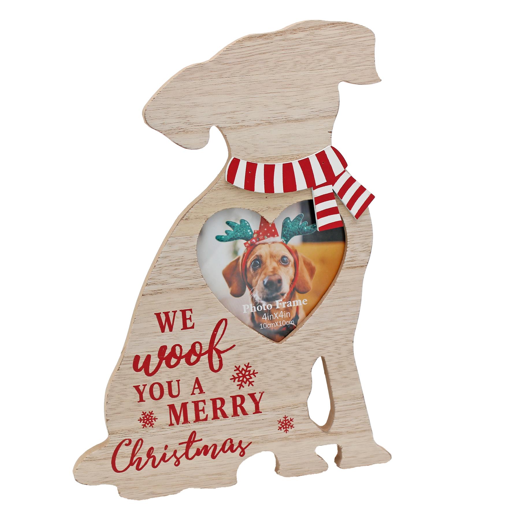 Christmas Pet Photo Frame with Heart 27cm Wooden – Choose Design