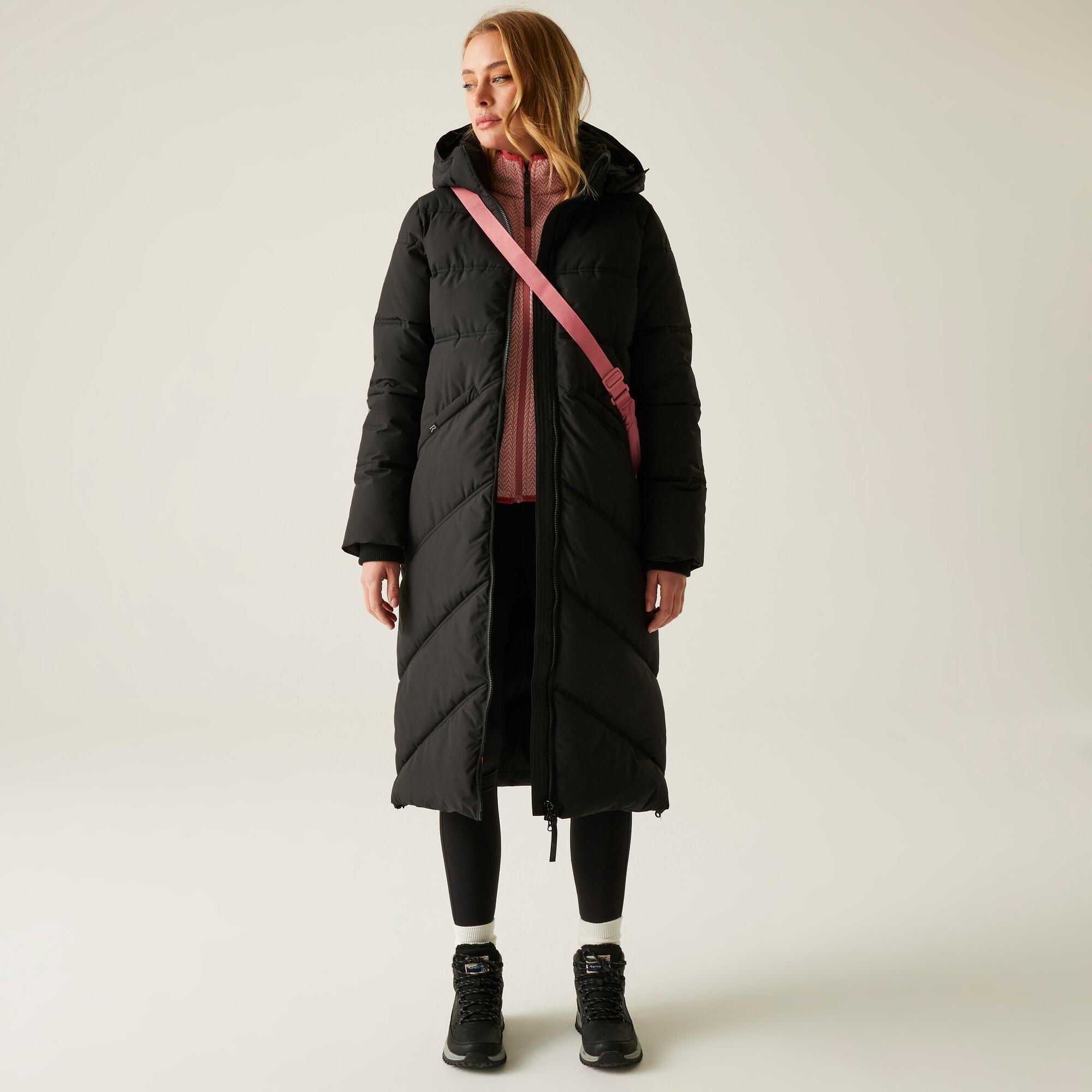 Regatta Women's Jet Black Ujeane Longline Hooded Water-Repellent Padded Jacket In | Size: 18 - Image 3