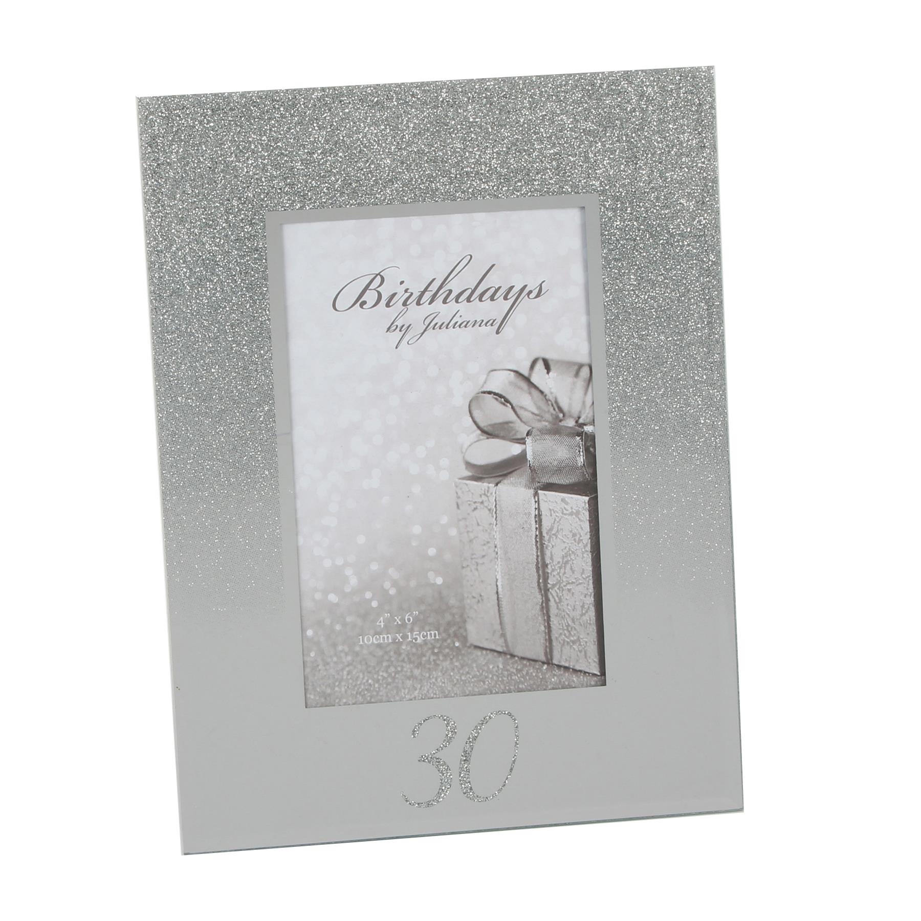 Silver Glitter & Mirror 4″x6″ Photo Frame with Number – Choose Design