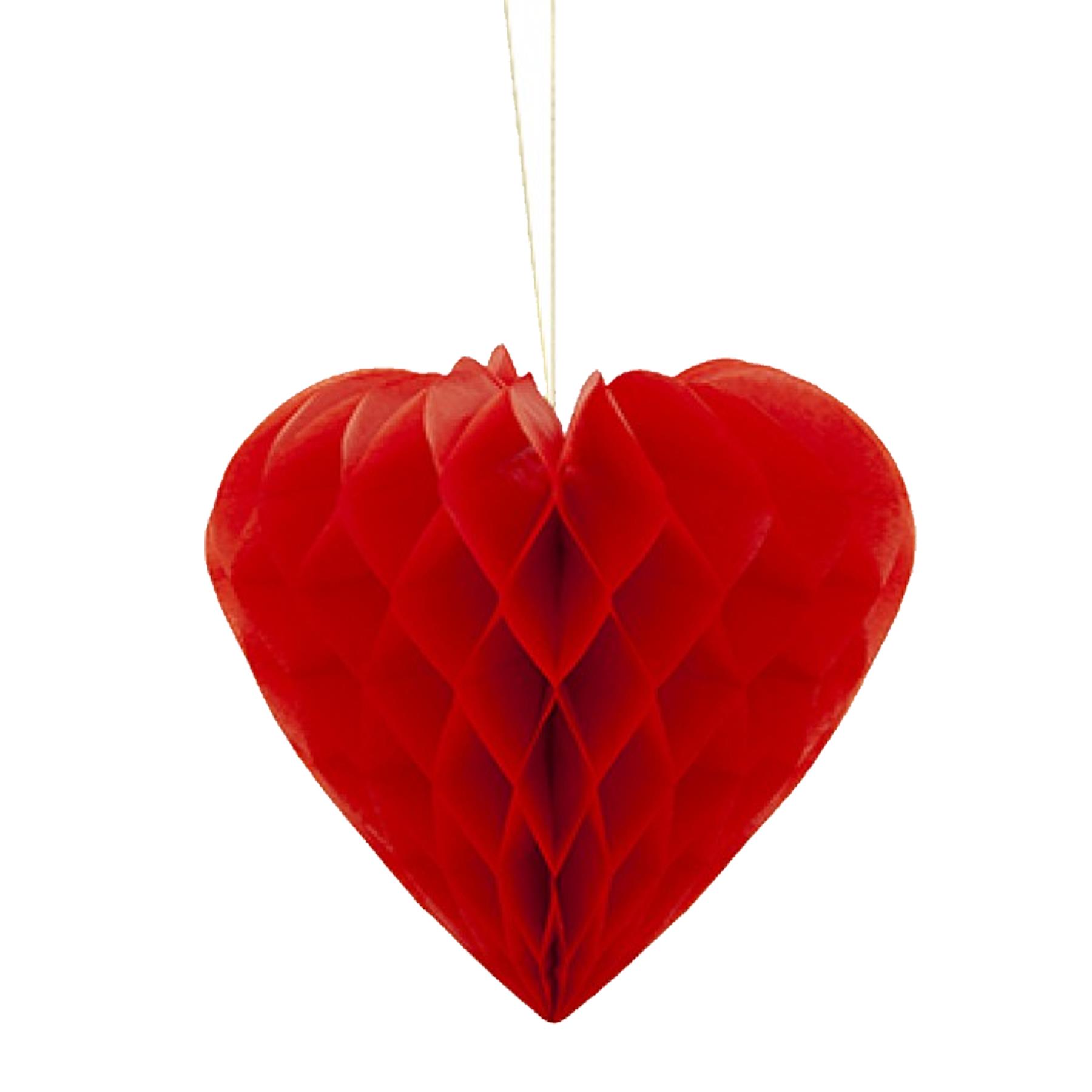 Red Heart Hanging Decoration Honeycomb Style Valentines Day – Choose Size