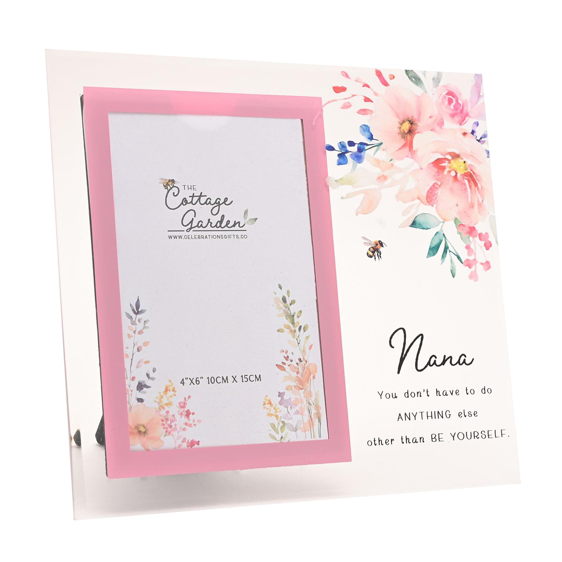 Glass Photo Frame with Wording and Floral Design 4″x6″ Picture – Choose design
