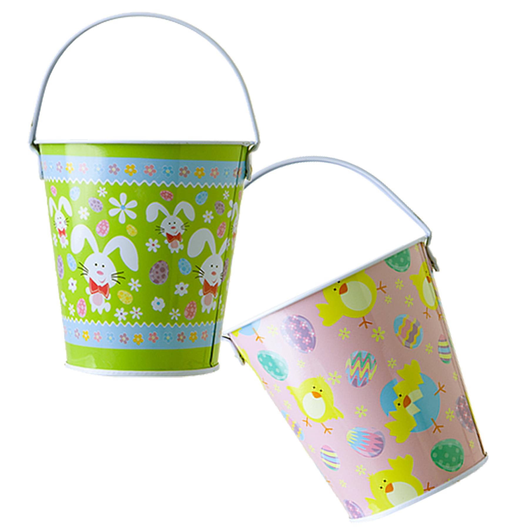 Easter Mini Metal Buckets Various Designs Easter Egg Hunt – Choose Design