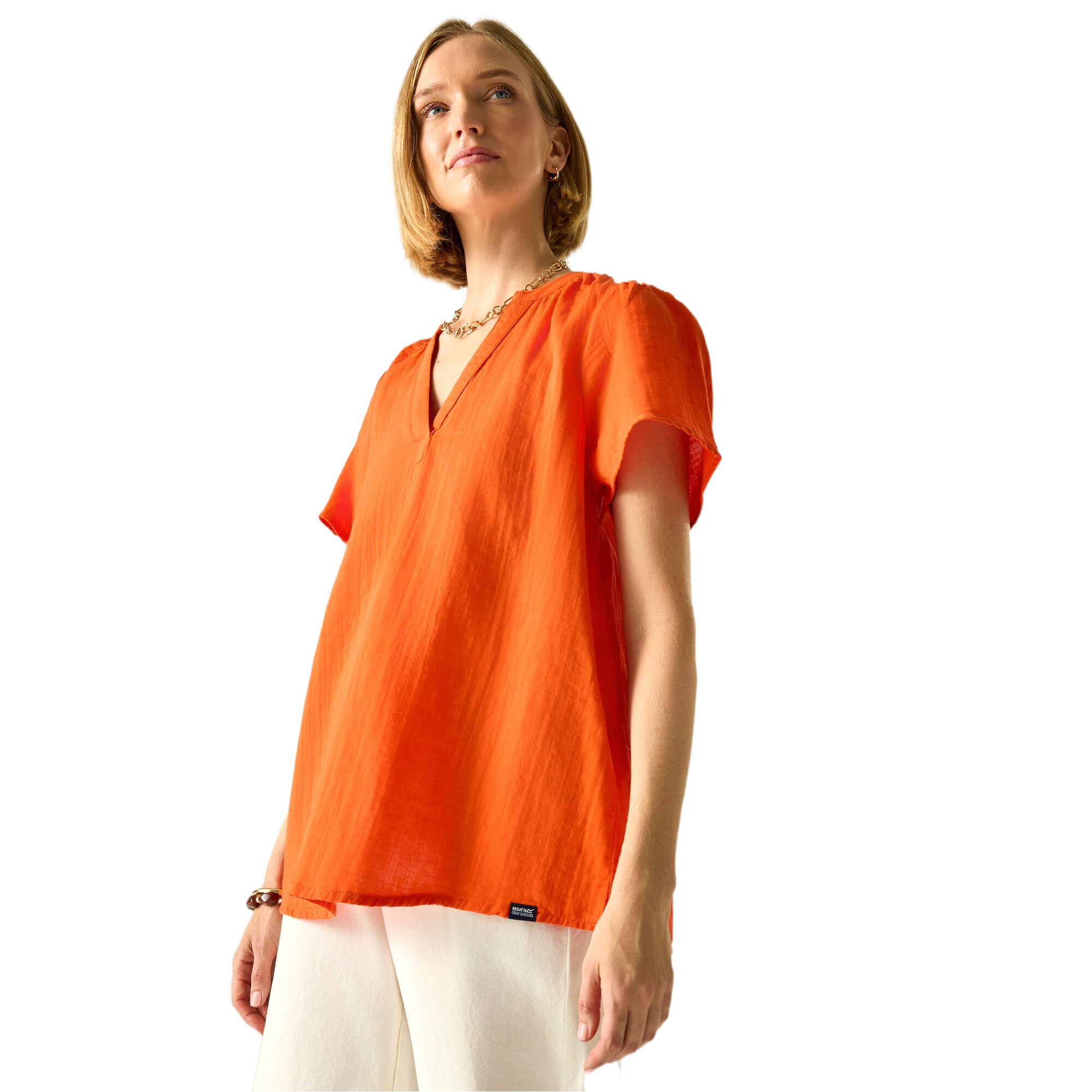 Regatta Women's Orange Selen Short Sleeve Open Collar Blouse In | Size: 8 - Image 7