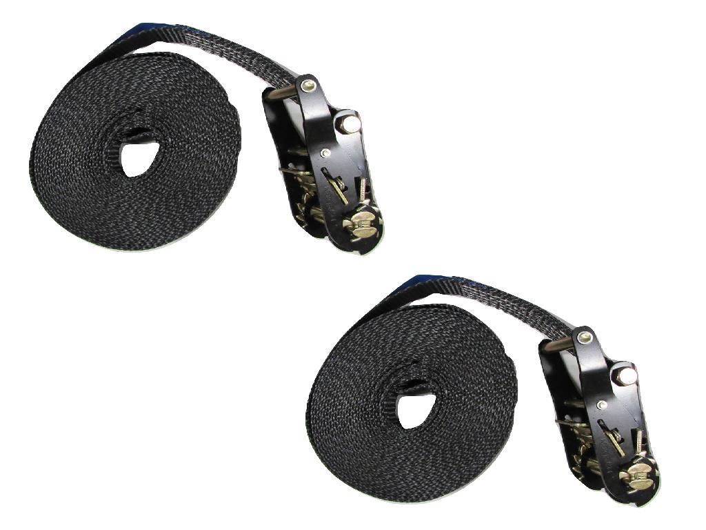 Ratchet Straps Tie Down 25MM 1.5T 8M X2 (Heavy Duty Lashing Cargo Endless Black)