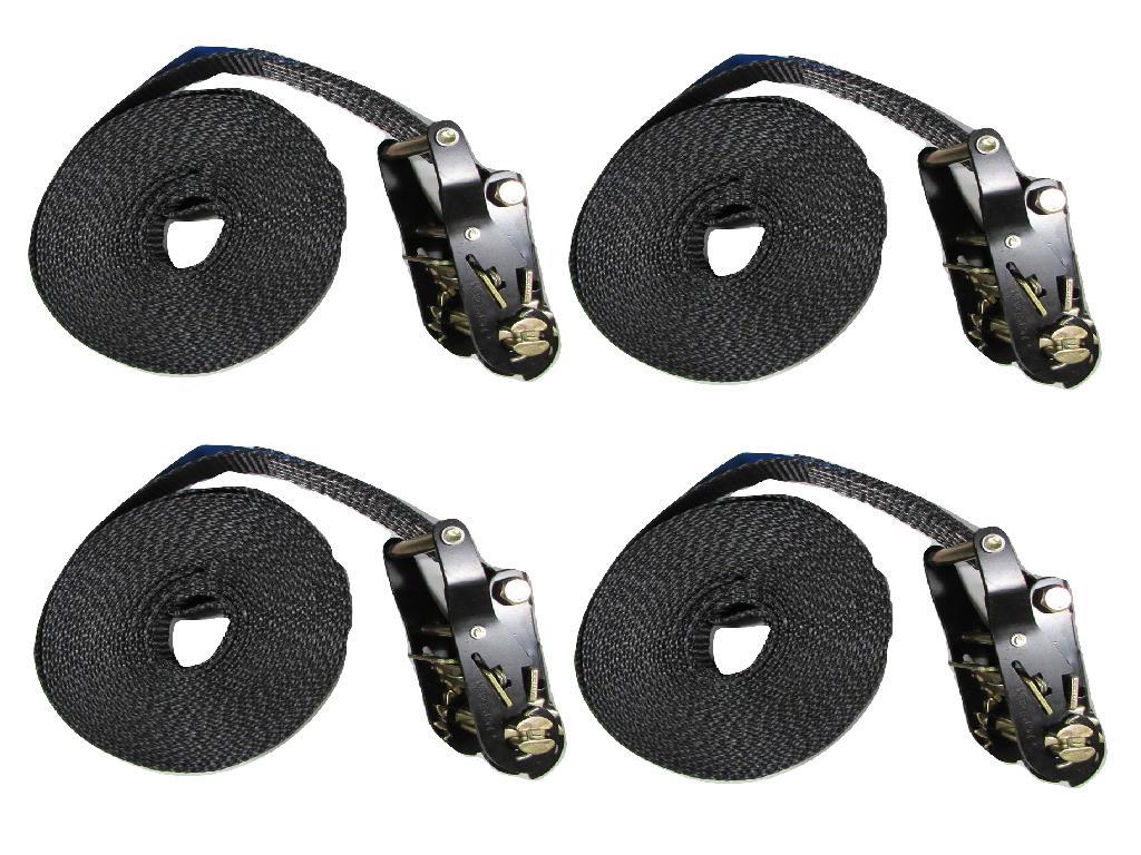 Ratchet Straps Tie Down 25MM 1.5T 8M X4 (Heavy Duty Lashing Cargo Endless Black)