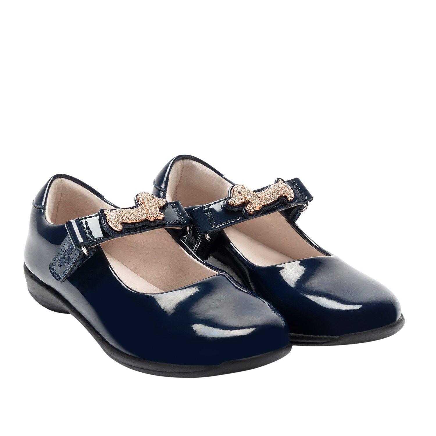 Lelli Kelly Girls Taylor Black/Navy/Brown F Fit Mary Jane Patent School LKSI8466