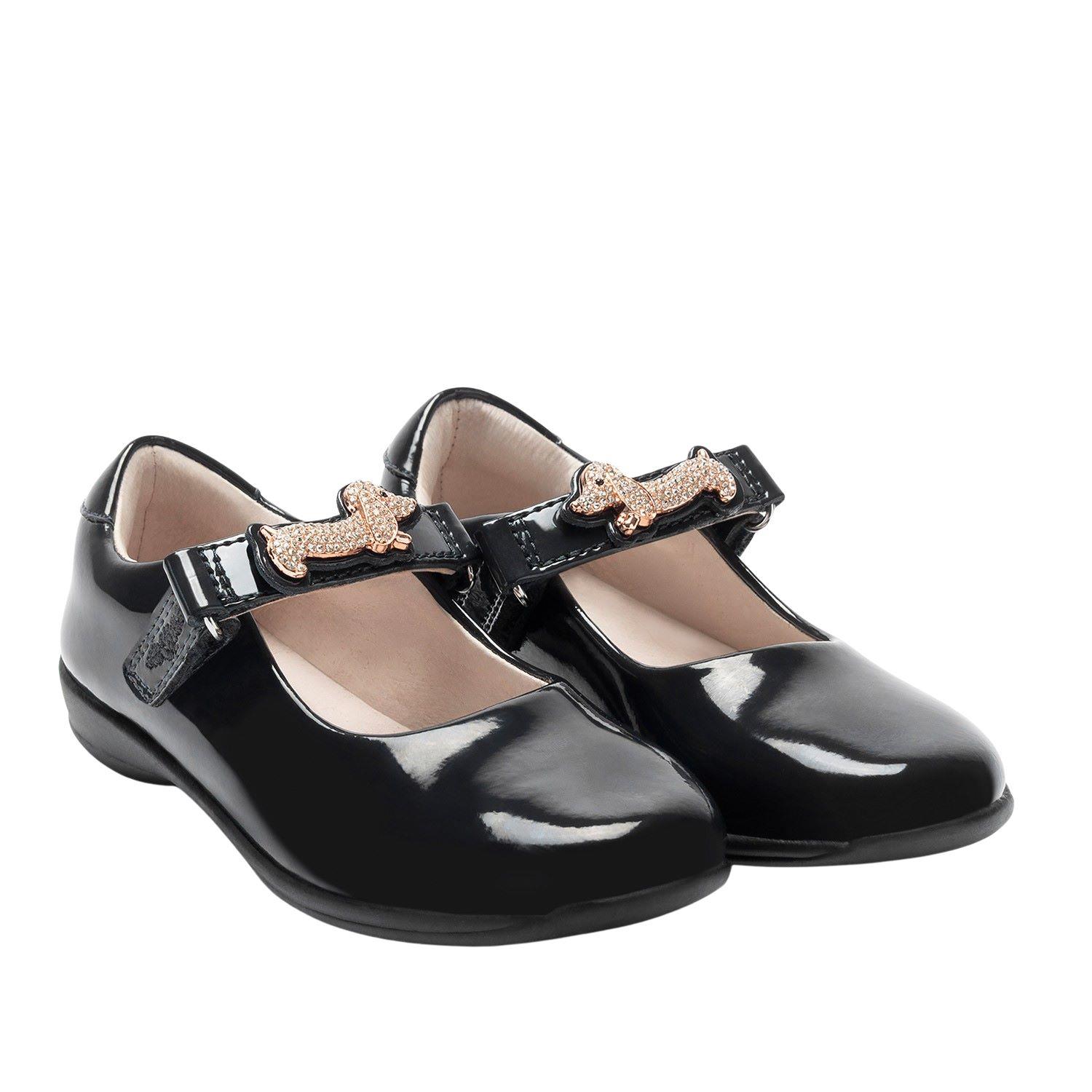 Lelli Kelly Girls Taylor Black/Navy/Brown F Fit Mary Jane Patent School LKSI8466