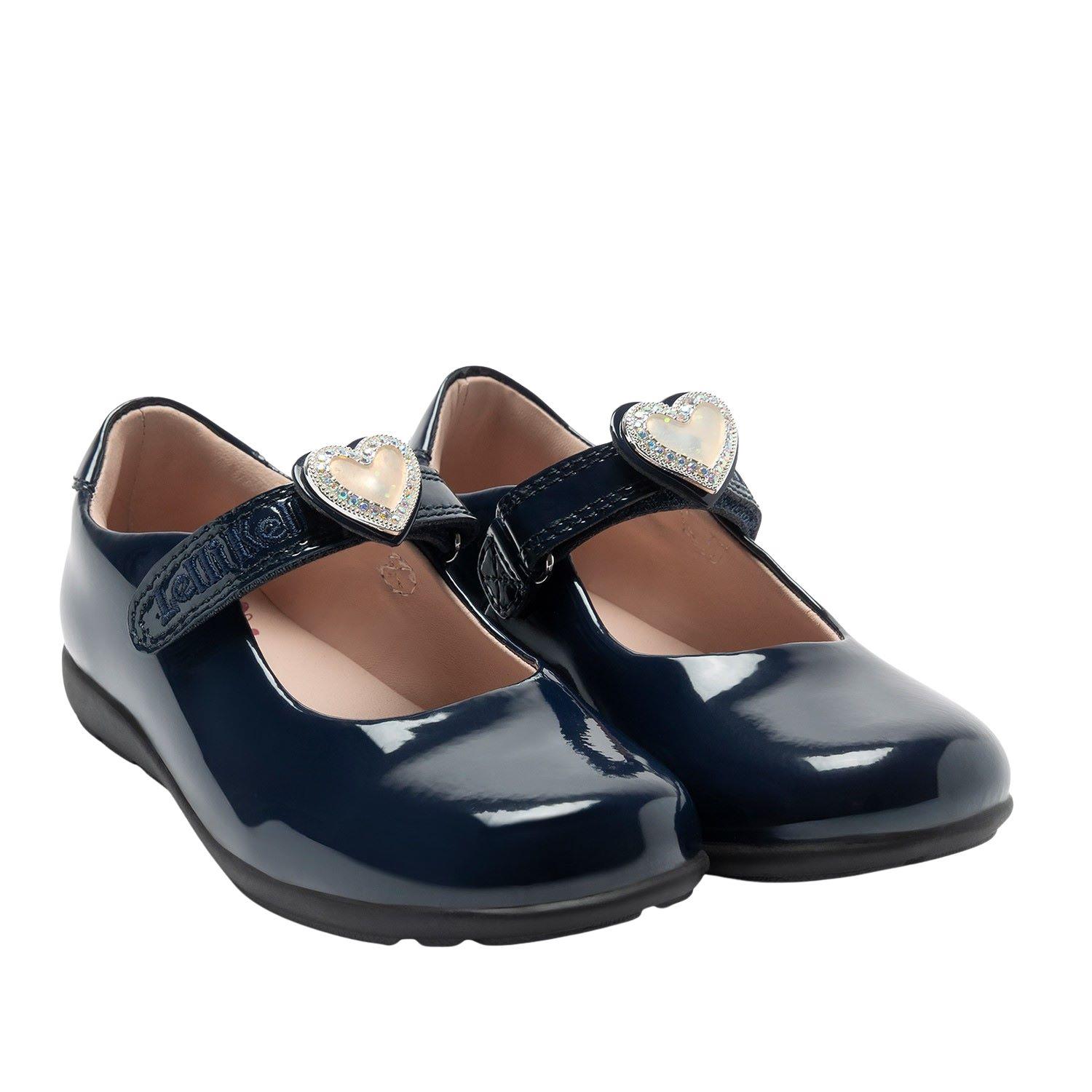 Lelli Kelly Girls Sabrina Black/Navy F Fit Patent Mary Jane School Shoes LK8467