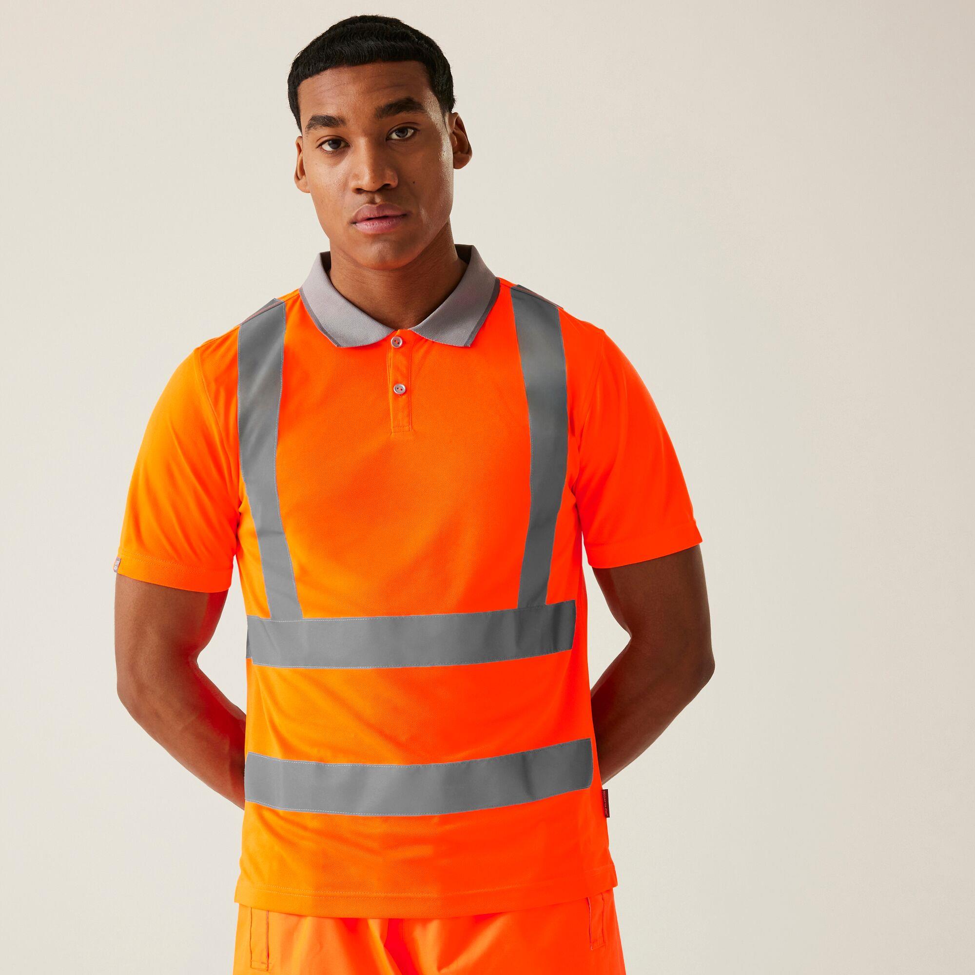 Regatta Men's Burnt Orange Hi-Vis Pro Contract Polo Shirt In | Size: Small - Image 4
