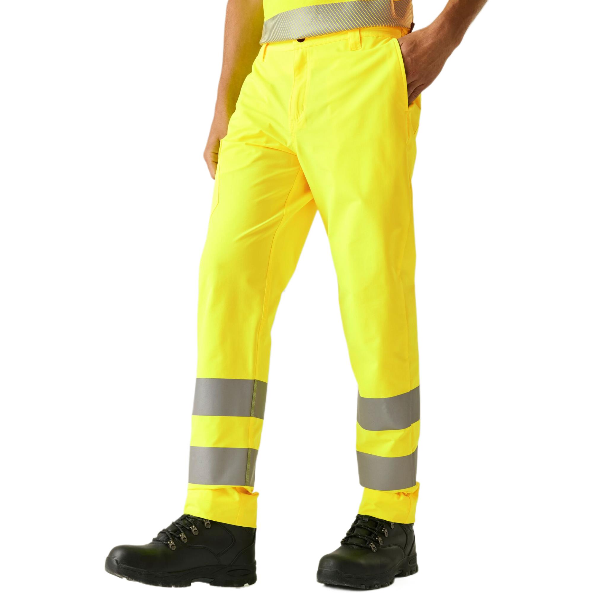 Regatta Mens Hi-Vis Pro Contract Stretch Action Durable Workwear Trousers