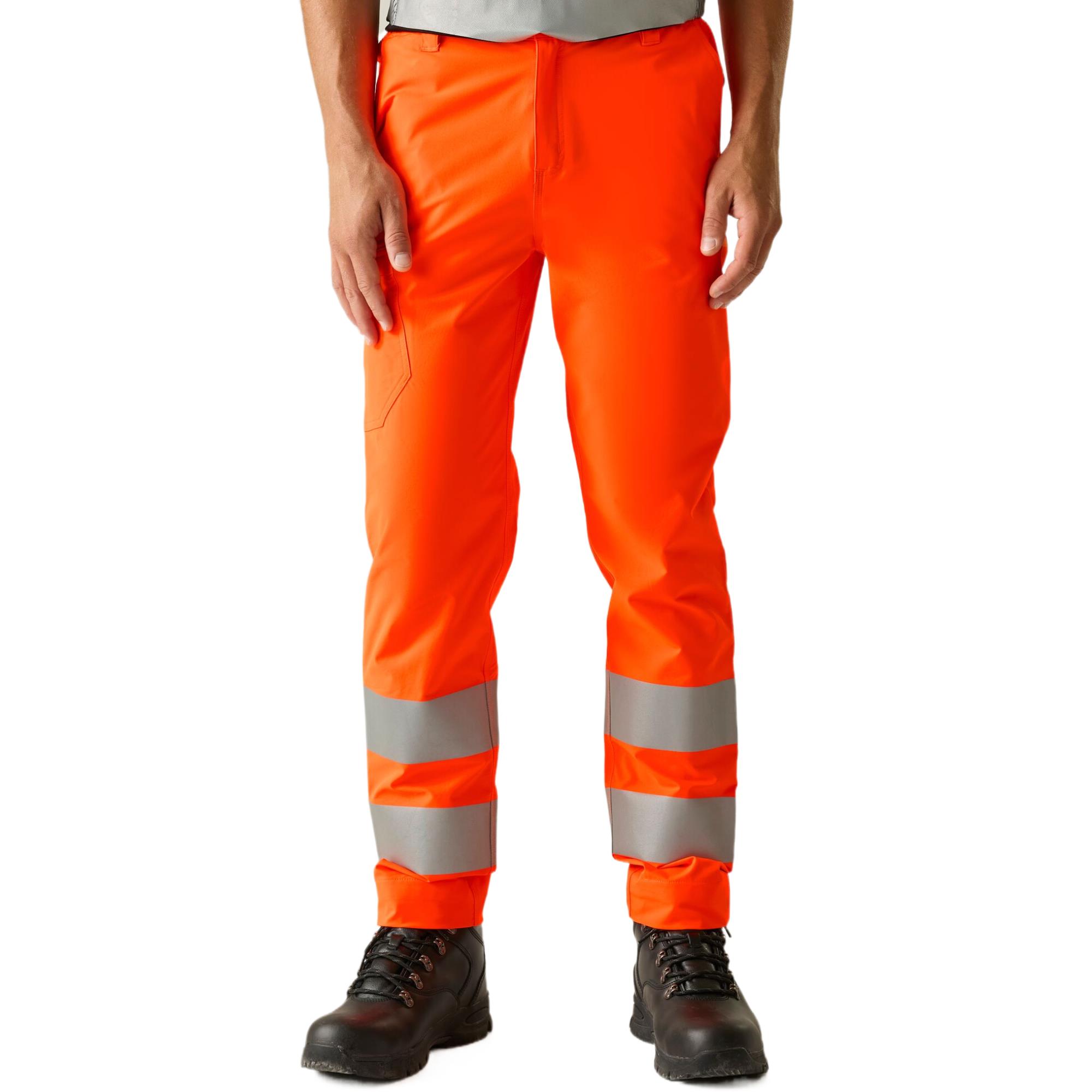 Regatta Mens Hi-Vis Pro Contract Stretch Action Durable Workwear Trousers