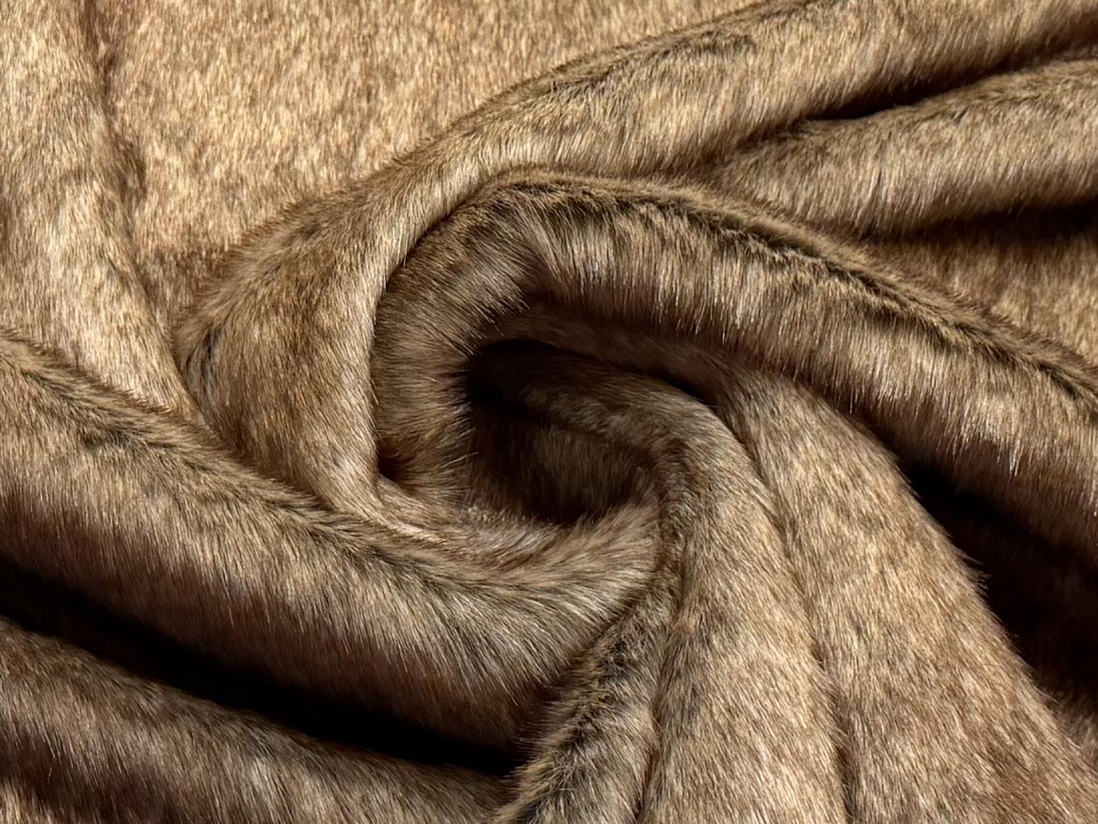 Super Luxury Faux Fur Fabric Material BROWN WOLF